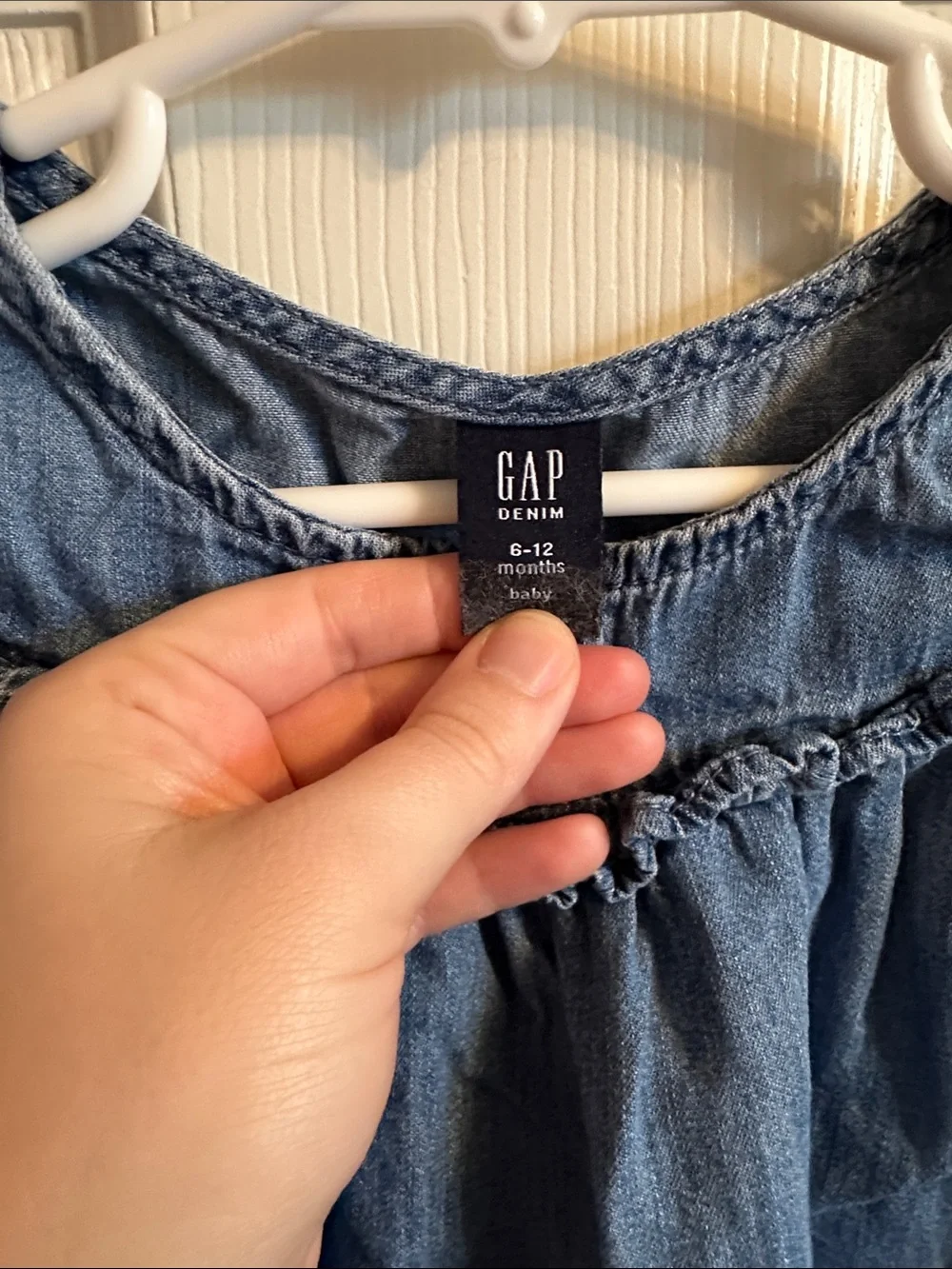 GAP Girls Blue Chambray Button-Front Peasant Blouse